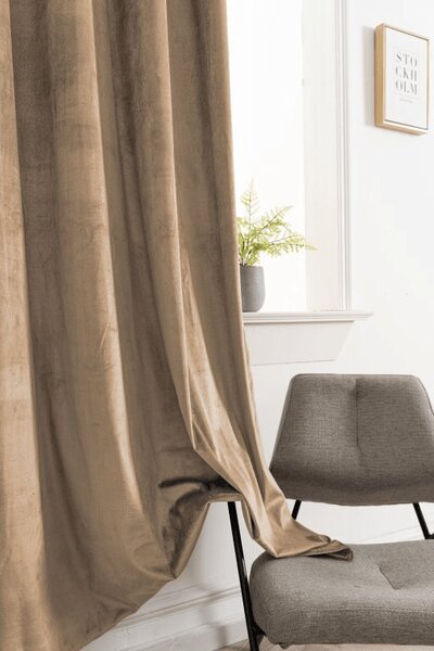 Draperie opaca ELVIO VELVET 140x250 cm, bej Agatat: Inele metalice