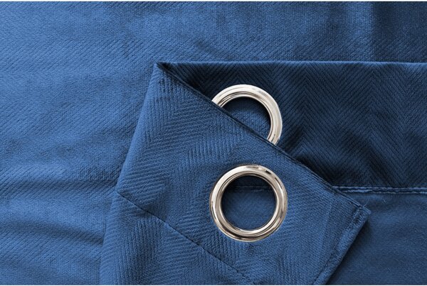 Draperie opaca ELVIO VELVET 140x250 cm, albastru marin Agatat: Inele metalice