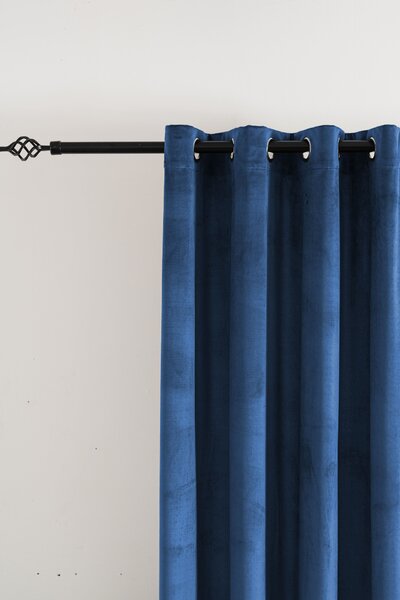 Draperie opaca ELVIO VELVET 140x250 cm, albastru marin Agatat: Inele metalice