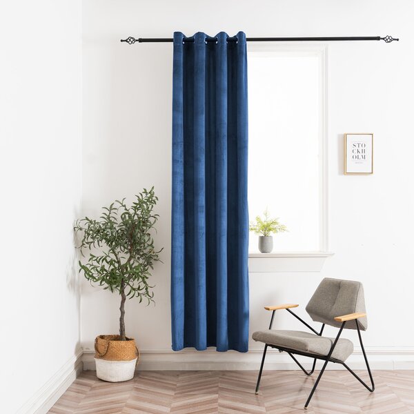 Draperie opaca ELVIO VELVET 140x250 cm, albastru marin Agatat: Inele metalice