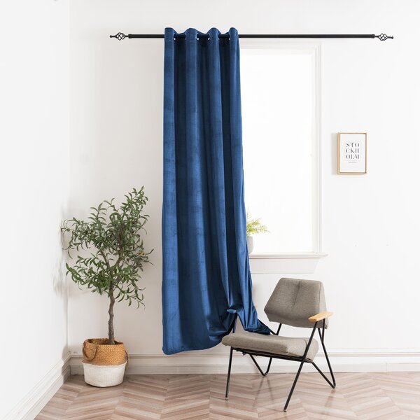 Draperie opaca ELVIO VELVET 140x250 cm, albastru marin Agatat: Inele metalice