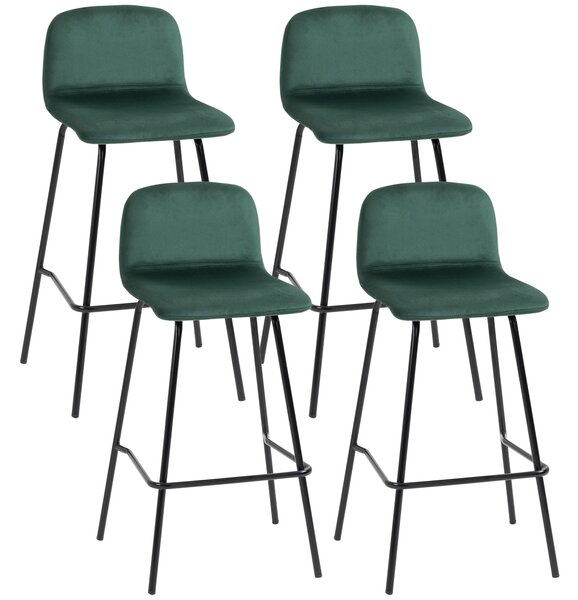 HOMCOM Set de 4 scaune de bar modern, scaun de bucatarie stivuibil, scaune de bar tapitate cu spatar | AOSOM RO