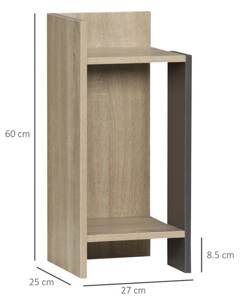 HOMCOM Set de 2 Noptiere Moderne cu Poliță Deschisă, Măsuță de Cafea, Spațiu de Depozitare, Gri, 27x25x60cm | Aosom Romania
