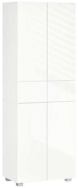Dulap Bucatarie cu sertare,4 usi, cu 5 niveluri cu 3 rafturi reglabile, pentru sufragerie, alb lucios 60x35x170cm HOMCOM | Aosom Romania