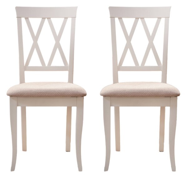 Set 2 scaune dining din lemn de fag Venetia, cadru alb, textil Regent plain 03