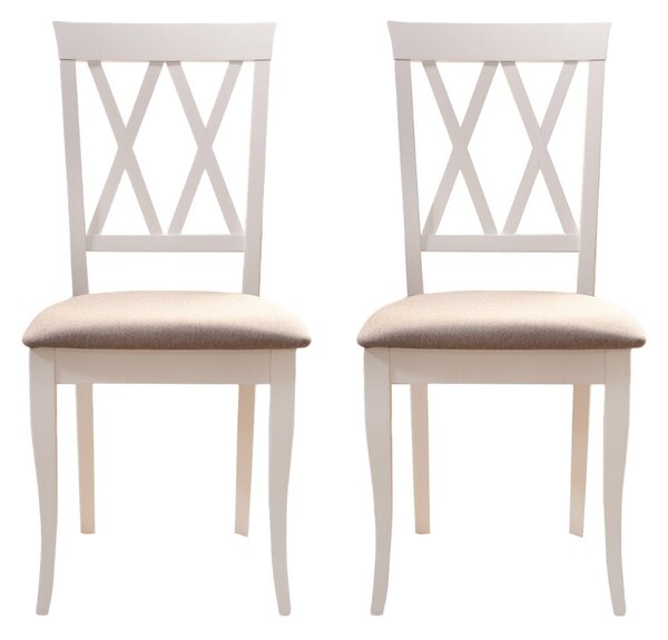 Set 2 scaune dining din lemn de fag Venetia, cadru alb, textil Solo 22