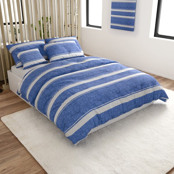 Lenjerie de pat din bumbac Renforce BLUE LINE albastru Dimensiunile lenjeriei: 70 x 90 cm | 140 x 200 cm