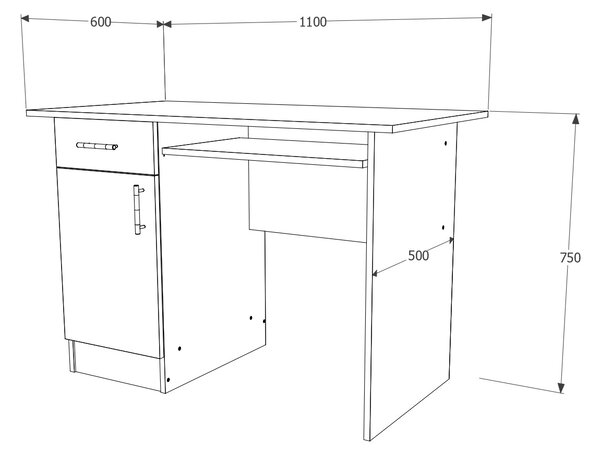 Birou haaus Togo, 1 Sertar, O Usa, Stejar Sonoma, 110 x 60 x 75 cm