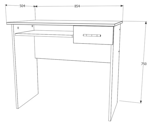 Birou haaus Carp, 1 Sertar, Wenge, 85 x 50 x 75 cm