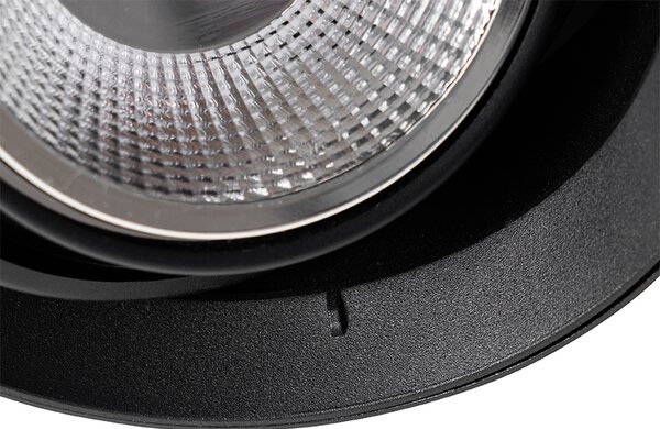 Spotlight modern încastrat negru GU10 AR111 rotund fără rama - Oneon