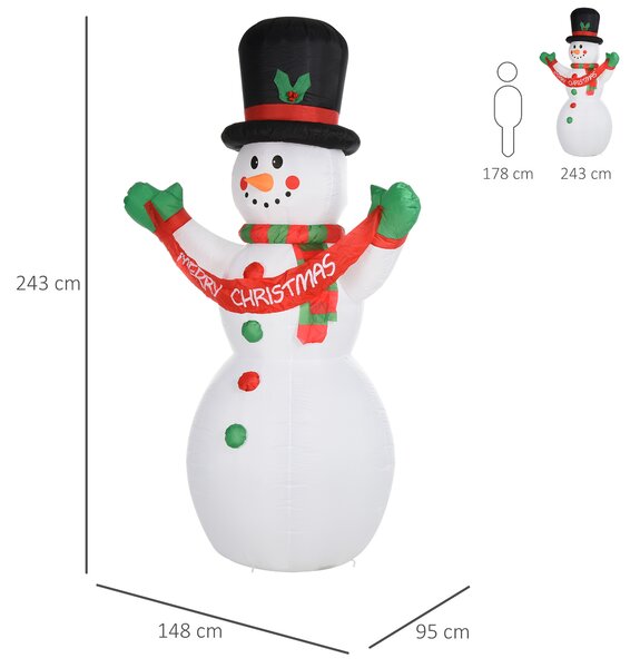 HOMCOM Om de zapada gonflabil de 243 cm cu 3 lumini LED interne si banner, impermeabil IP44 | AOSOM RO