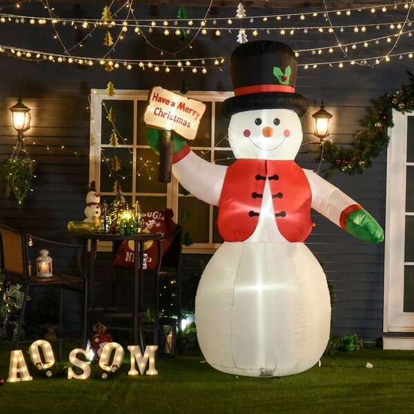 HOMCOM Decoratiune Om de zapada gonflabil de 242 cm cu 4 lumini LED, IP44 impermeabil, poliester | Aosom Romania