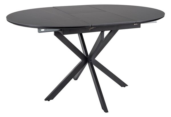 Masa extensibila GASTON, negru mat cu efect de marmura, ceramica/metal, 100/135x100x76 cm