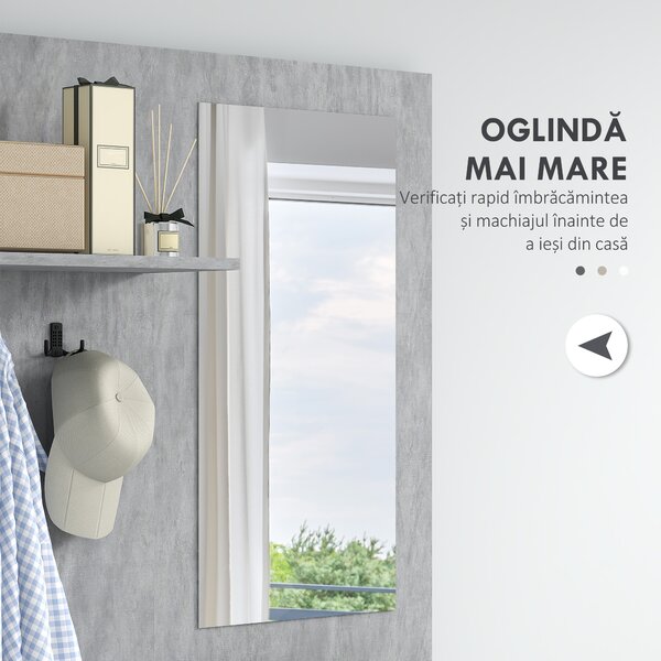 HOMCOM Mobilier 4 în 1 cu Oglindă, Cuiere și Rafturi Interioare Reglabile, Mobilier Multifuncțional, 145x29x184 cm, Gri | Aosom Romania