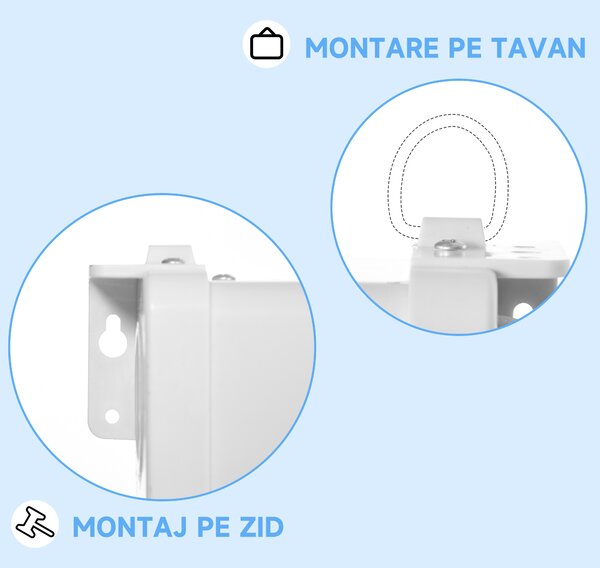 HOMCOM Ecran Proiector 100", 16:9, Montaj Perete/Tavan, Material Mat Premium, Blocare Automată, 221x124 cm, Alb | Aosom Romania