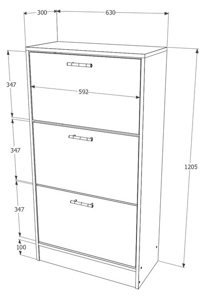 Pantofar haaus Rin, 3 Usi, Alb, 63 x 30 x 120 cm