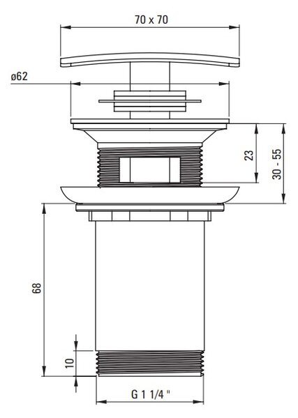 Deante Click-Clack, dop de scurgere universal pentru chiuvetă cu carcasă metalică, negru mat, DEA-NHC_N11U