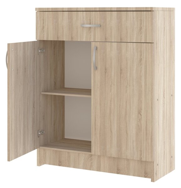 Comoda haaus Tisa, 1 Sertar, 2 Usi, Stejar Sonoma, 80 x 35 x 100 cm