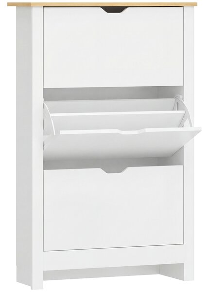 HOMCOM Dulap Slim pentru 18 Pantofi, 3 Sertare cu 2 Rafturi Reglabile Alb | Aosom Romania