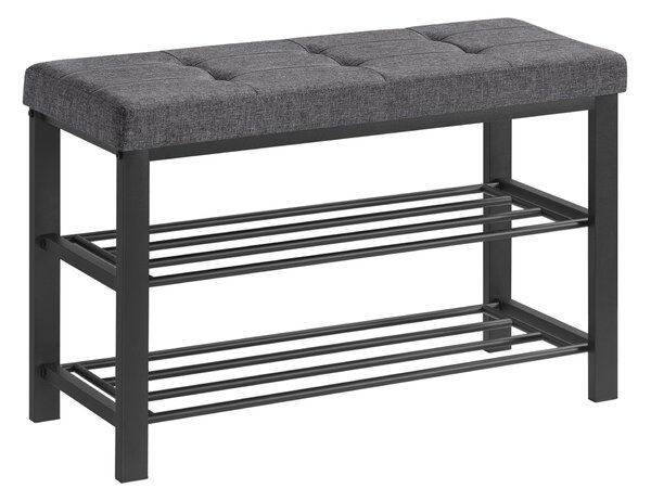 Banca cu spatiu de depozitare pentru incaltaminte cu sezut gri MOBRIX 81x49 cm, negru