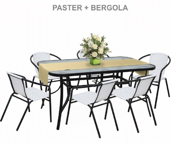 KONDELA Masă dining, sticlă securizată/oţel, 150x90 cm, PASTER
