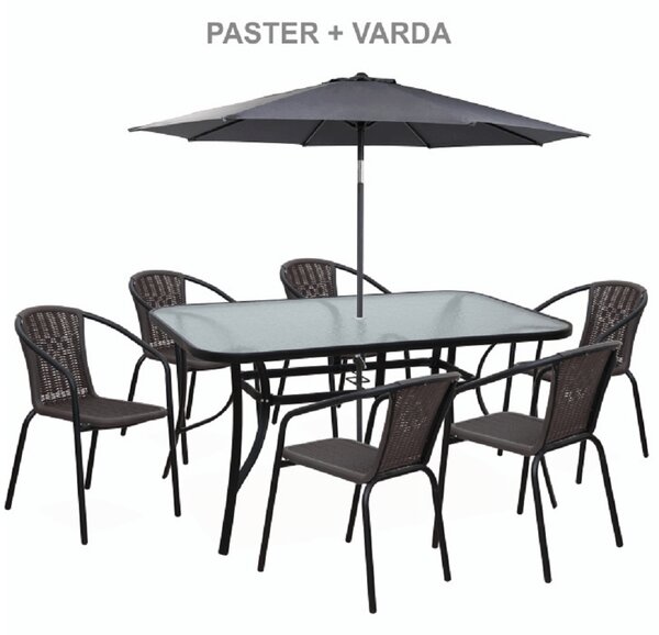 KONDELA Masă dining, sticlă securizată/oţel, 150x90 cm, PASTER