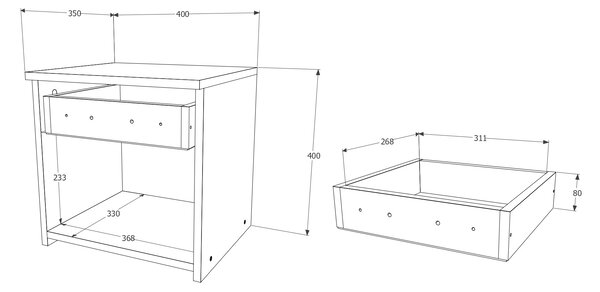 Set haaus Remi, 1 Sertar, Stejar Sonoma, 40 x 35 x 40 cm