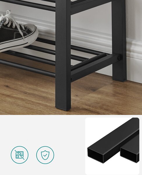 Banca cu spatiu de depozitare pentru incaltaminte cu sezut gri MOBRIX 81x49 cm, negru