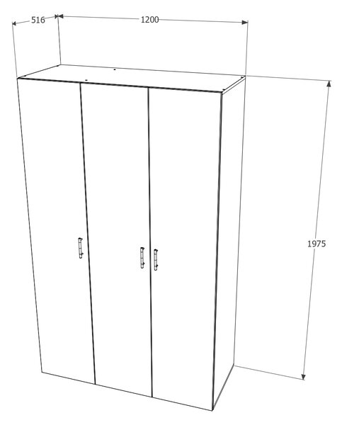 Dulap haaus Nero, 3 Usi, Stejar Sonoma, 120 x 52 x 200 cm