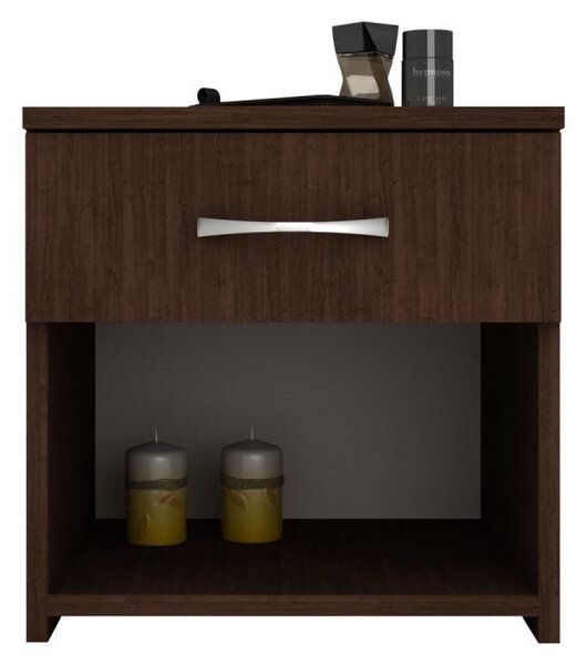 Noptiera haaus Remi, 1 Sertar, Wenge, 40 x 35 x 40 cm