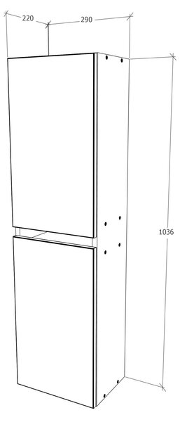 Soldat haaus Zed, Suspendat, 2 Usi, Gri Lucios/Alb, MDF, L 29 x l 22 x 104 cm