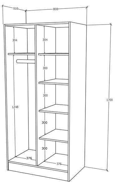 Dulap haaus Remi, 2 Usi, cu polite, Stejar Sonoma, 80 x 51 x 170 cm