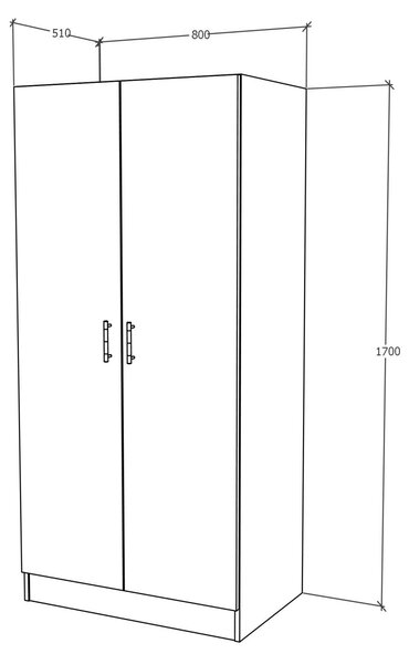 Dulap haaus Remi, 2 Usi, cu polite, Stejar Bronz, 80 x 51 x 170 cm
