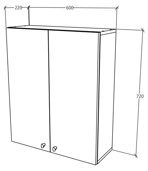 Corp haaus Zaria, Suspendat, 2 Usi, Gri Lucios/Alb, MDF, L 60 x l 22 x H 72 cm