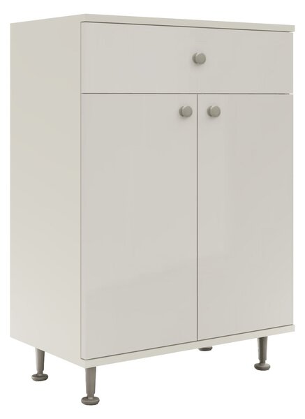 Corp haaus Zaria, 1 Sertar, 2 Usi, Alb lucios/Alb, MDF, L 60 x l 35 x H 85 cm