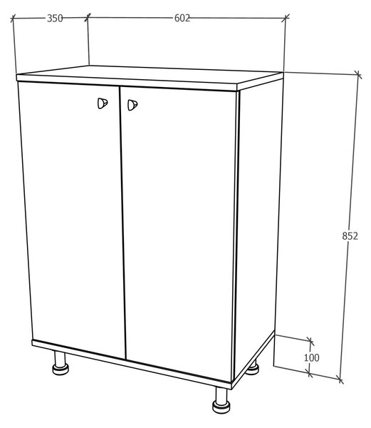 Corp haaus Zaria, 2 Usi, Gri Lucios/Alb, MDF, L 60 x l 35 x H 85 cm