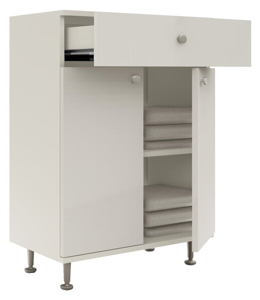 Corp haaus Zaria, 1 Sertar, 2 Usi, Alb lucios/Alb, MDF, L 60 x l 35 x H 85 cm