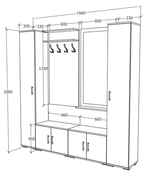 Set haaus V3, Antracit/Alb, L 200 cm