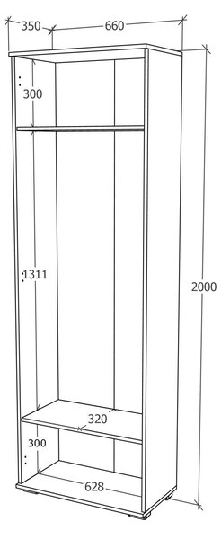 Dulap haaus Como, 2 Usi, Antracit/Alb, L 66 x l 35 x H 200 cm