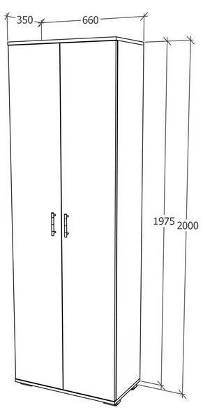 Dulap haaus Como, 2 Usi, Antracit/Alb, L 66 x l 35 x H 200 cm