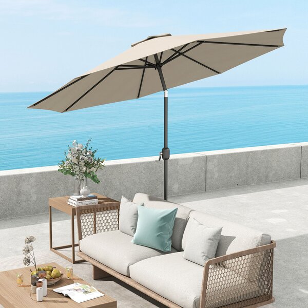 Outsunny Umbrelă de Soare pentru Plajă Impermeabilă, Oțel, Gri Φ3x2.45m | Aosom Romania