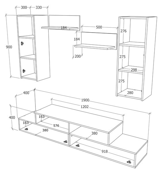 Living haaus Osaka, Antracit, L 190 cm