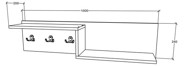 Cuieras haaus Grid, Antracit/Alb, 100 x 20 x 24 cm