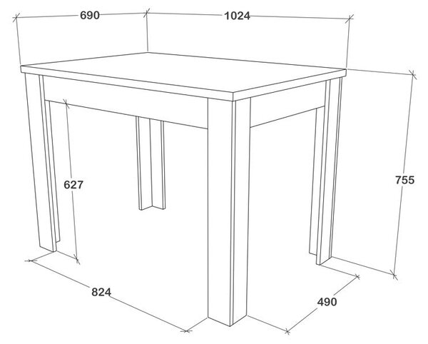 Masa haaus Zeta, Lemn Natural/Alb, 102 x 69 x 75 cm