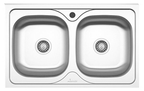 Chiuveta haaus Sanobi, 2 Cuve universale, Inox lucios, pe masca, 80 x 50 cm