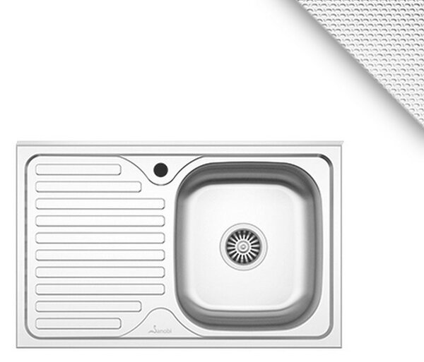 Chiuveta haaus Sanobi, 1 Cuva dreapta, Inox texturat, pe masca, 80 x 50 cm