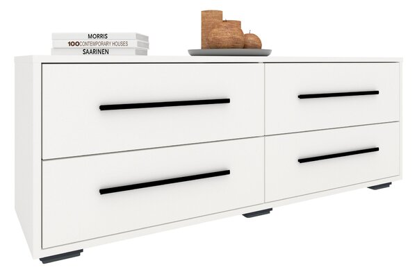 Comoda haaus Siena, 4 Sertare, Alb, 120 x 35 x 45 cm