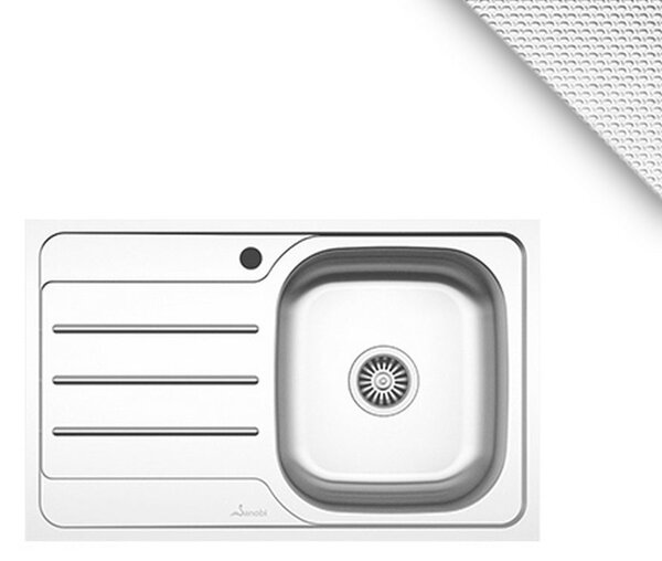 Chiuveta haaus Sanobi, 1 Cuva dreapta, Inox texturat, pe blat, 80 x 50 cm