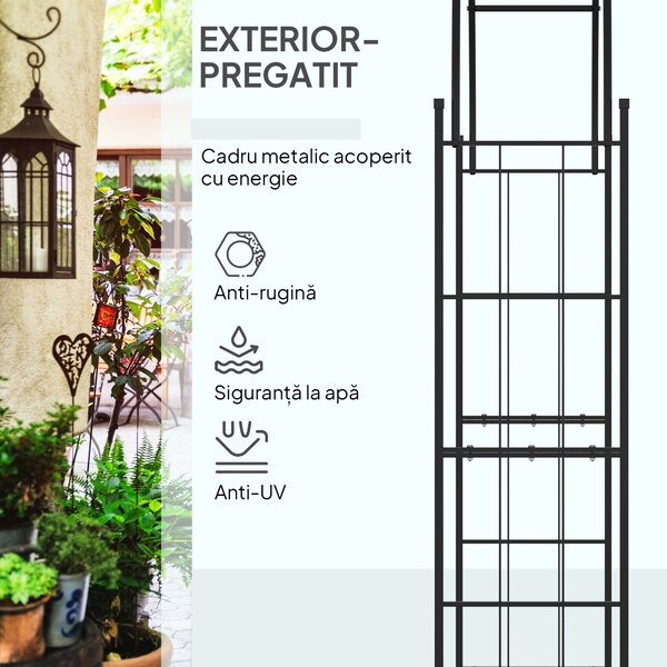 Outsunny Pergolă de Grădină pentru Cățărare Viță de Vie și Plante, 157x40x223 cm, Negru | Aosom Romania
