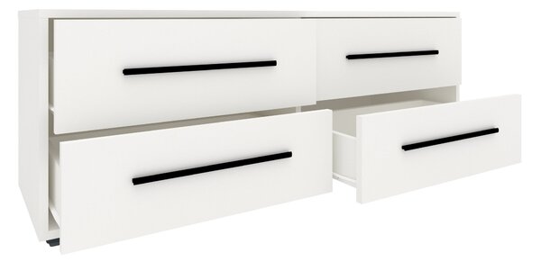 Comoda haaus Siena, 4 Sertare, Alb, 120 x 35 x 45 cm